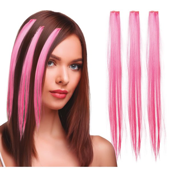 Hrextensions 3 stk. i pink