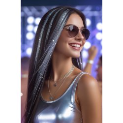 Silver Glitter H�rextensions � 3 st