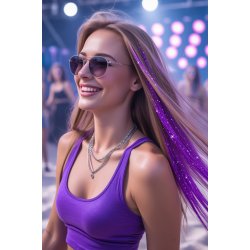Lila Glitter H�rextensions � 3 st 