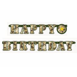 Banner "Happy birthday" i kamouflage
