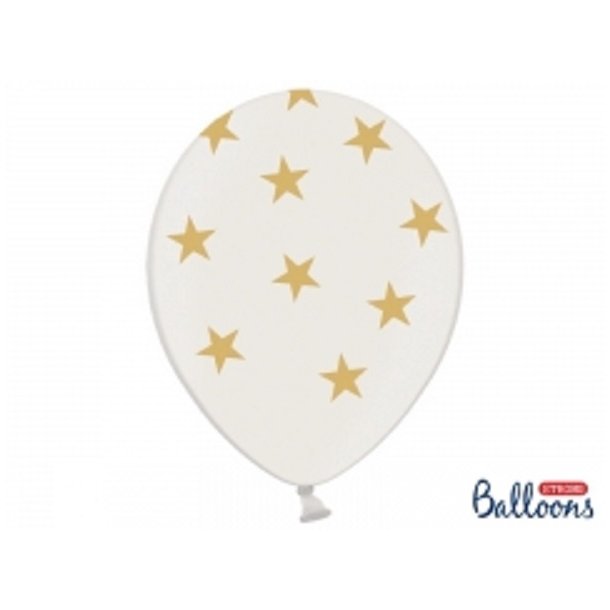 Ballon 30 cm Hvid med Stjerner