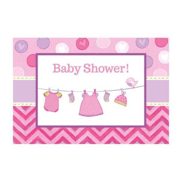 Babyshower invitationer lyserd