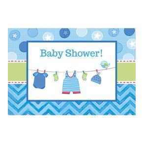 Babyshower invitationer lysebl