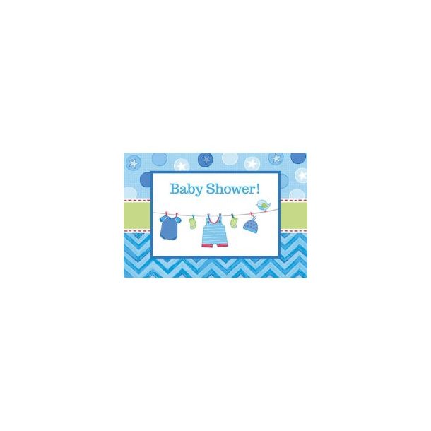 Babyshower invitationer lysebl