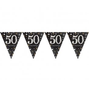 50 r Flagggirlang - Sparkling gold