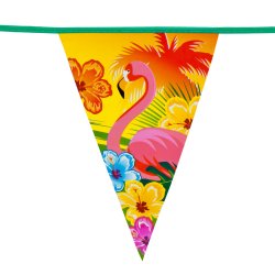 Flagggirlang med Flamingo och blommor