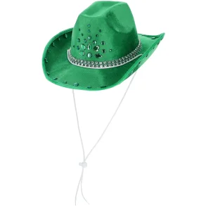 Cowboy Hat - Grn med rhinestone