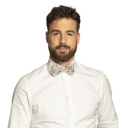 fluga i silver glitter