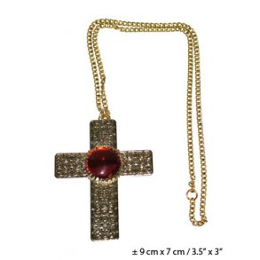 Korsa guld med rd sten