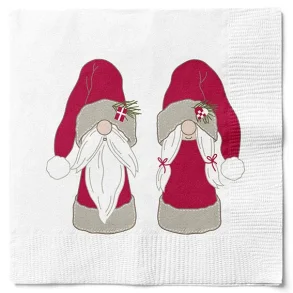 Juleserviet i hvid med Nissepar
