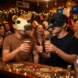 Kr�ka Svart plush halvmask 