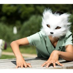 Katte maske hvid - plys