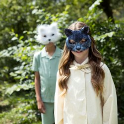 Katte maske hvid - plys