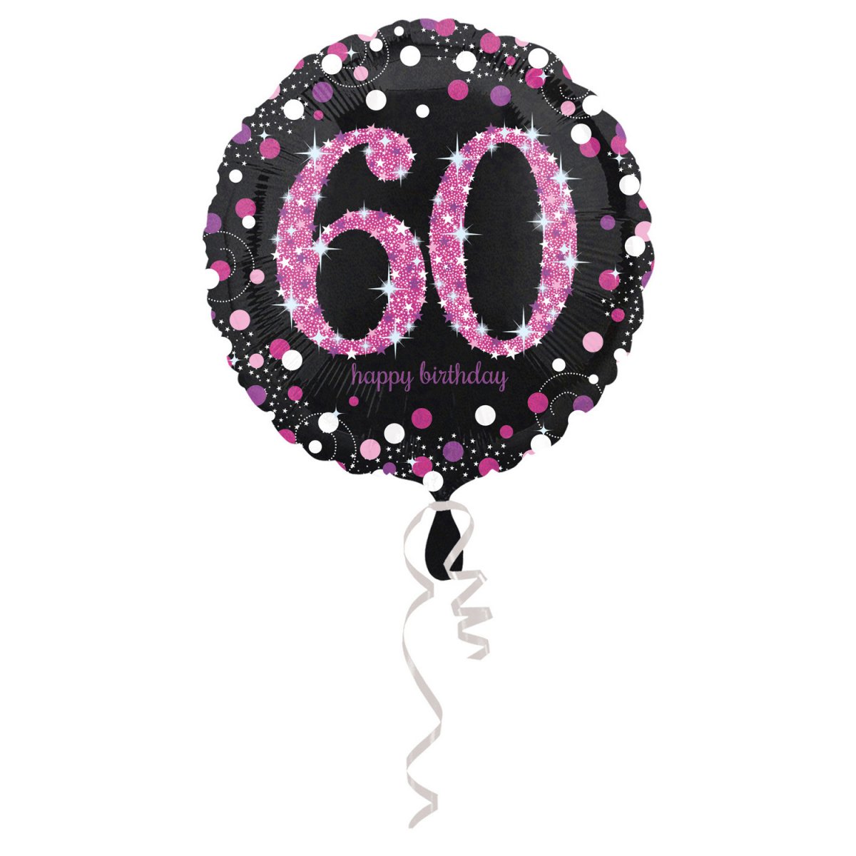 labyrint forum Sidelæns 60 års folie ballon pink | pynt til 60 års fødselsdag