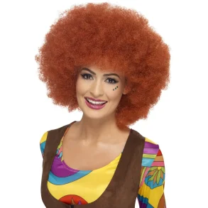 Afro frizzy peruk i m�rk kopparr�d XL