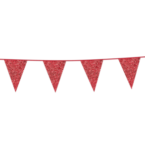 Flagbanner med rde glitterflag 6m