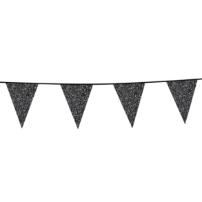 Flagbanner med sort glitterflag 6m