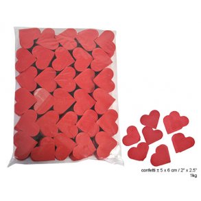 Hjerte konfetti af rdt papir , hjerterne mler 6 x 5 cm, ca 20 g.