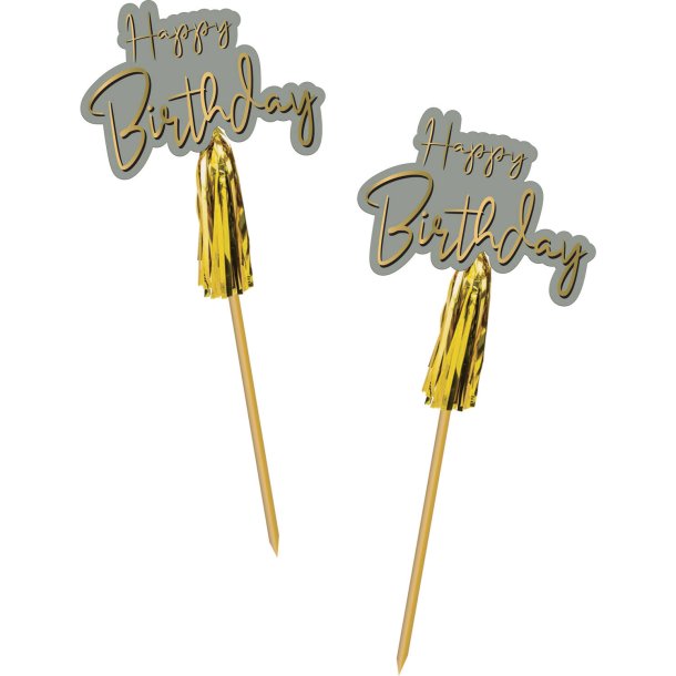 Happy Birthday picks gr/guld