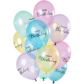 Happy birthday pastel ballon st 12stk