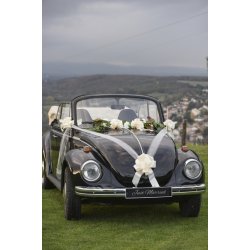 Bil dekorationst med tyl og blomster limegrn