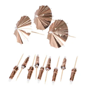 Dryckesparasoll rosguld 10 st