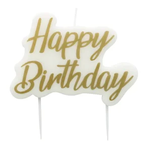 Kagelys Happy Birthday guld