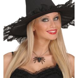 Svart spindelhalsband med svarta stenar