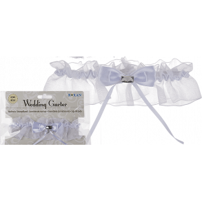 Strmpebnd  hvid blonde med hvid sljfe med rund sten