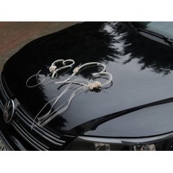 Hjrtan i rotting med sugkoppar prydd med band och blommor, 2 st.