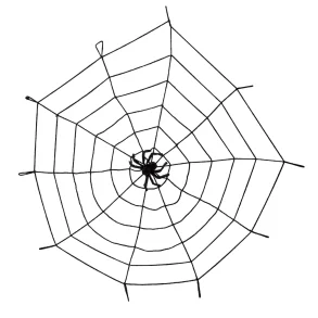 Spindelvv sort glittersnor med edderkop 150cm