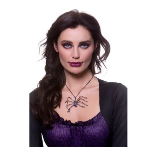 Halskde med stor edderkop i sort 