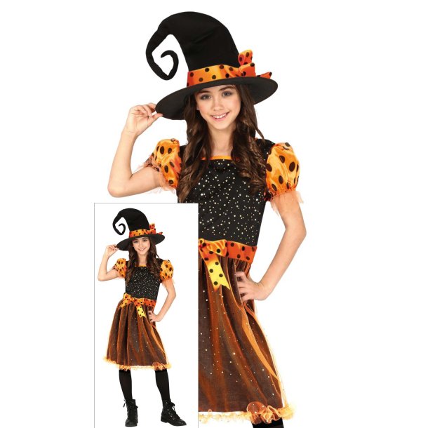 Orange heksekostume
