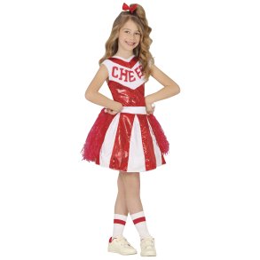 Cheerleader kjole i r�d-hvid til piger