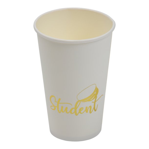 Student kopper i hvid m. guldprint 50cl