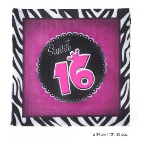 Sweet sixteen servietter 2 lags, 20 stk