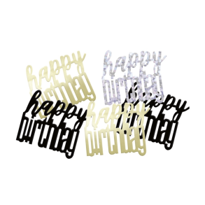 Sort-guld Happy Birthday Konfetti