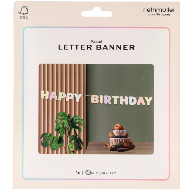 Happy Birthday textgirlang i pastellf�rger