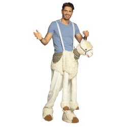 Sjovt Rid p� Lama Kostume