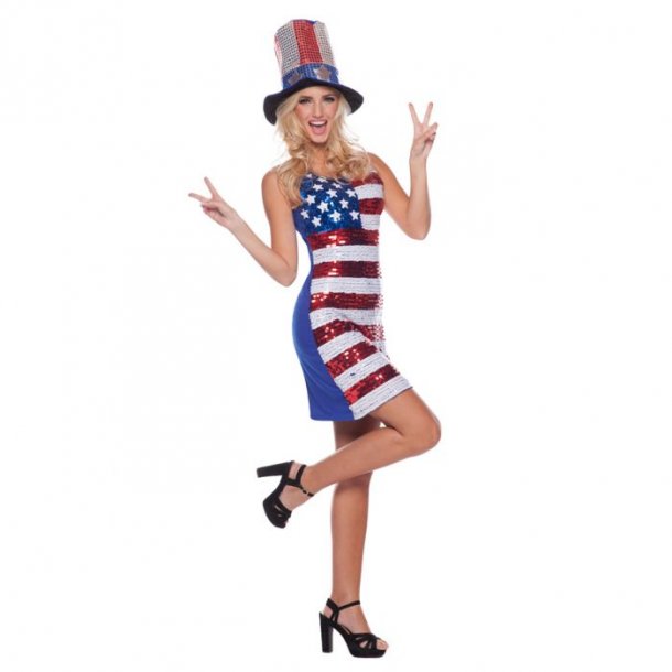 USA kjole med palietter | Køb USA Kostumer