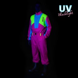 Ski Suit Snow Glow Dude i neon 80-talsstil.