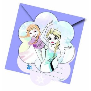 Anna og Elsa invitationer 6stk