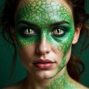 Linser i gr�n-gul reptil- 1d - Green Viper