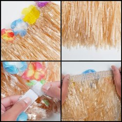 Hawaiiansk hula kjol i naturlig frg med blommor