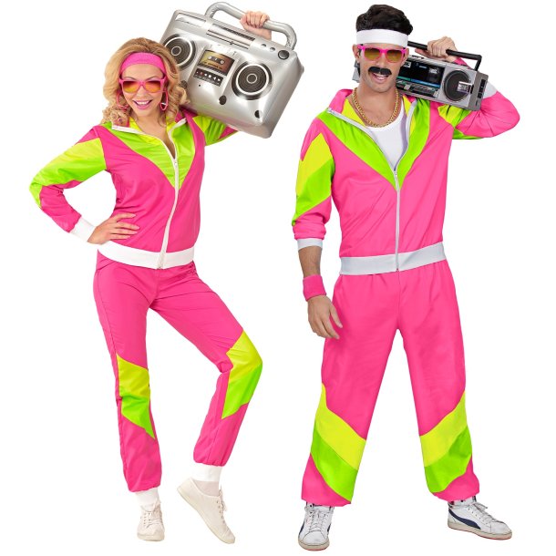 80-tals trningsoverall NEON Rosa