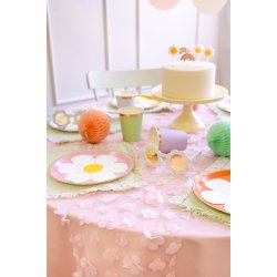 Bordlpare i rosa med tygblommor