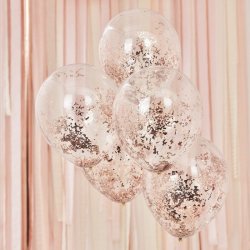 Ballon transparent med konfetti Rosegold