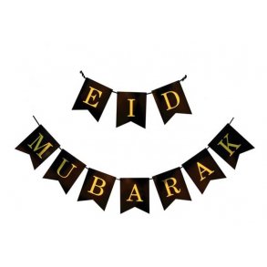 EID Mubarak kartonbanner i Sort