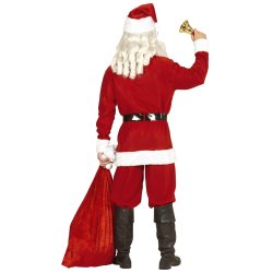 Tomtekostym i mjuk filt med vit plysch