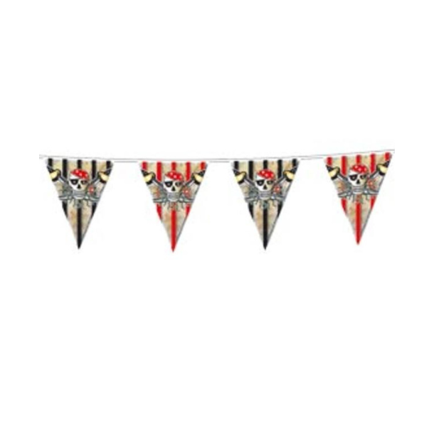 Pirat flagbanner sort-rd stribet